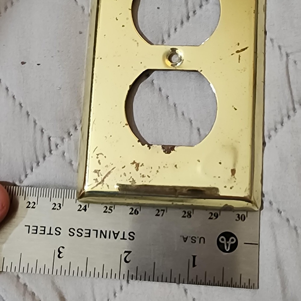 Vintage Solid Brass Wall Plate Lot Toggle Duplex Outlet Decorator Switch Covers - Picture 7 of 8